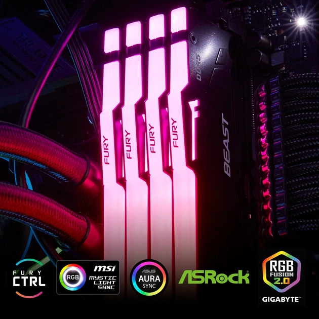 Pamięć RAM Kingston Fury DDR5-5200 65536MB PC5-41600 (Kit of 2x32768) Beast RGB 1Rx8 Black (KF552C40BB2AK2-64) - obraz 9