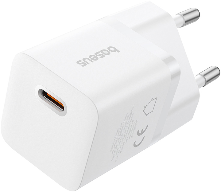 Ładowarka sieciowa Baseus GaN5 Fast Charger 1C 25W EU + Data Cable Type-C to Typ-C 100W Moon White (P10110909213-01) - obraz 5