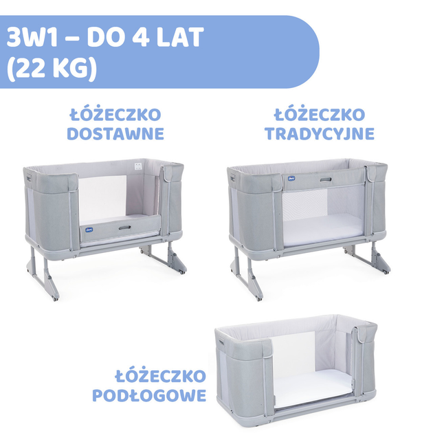 Łóżeczko dziecięce dostawne Chicco Next2Me Forever Moongrey 3 w 1 Szare (8058664140510) - obraz 7