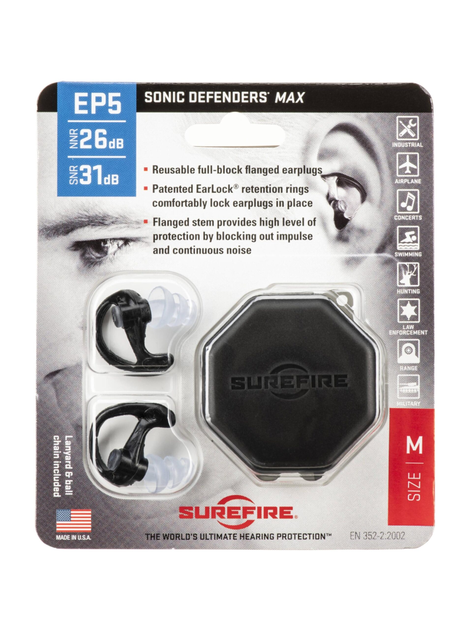 Беруші SureFire EP5 Sonic Defenders Max M шумозахист 26 дБ чорні - зображення 2