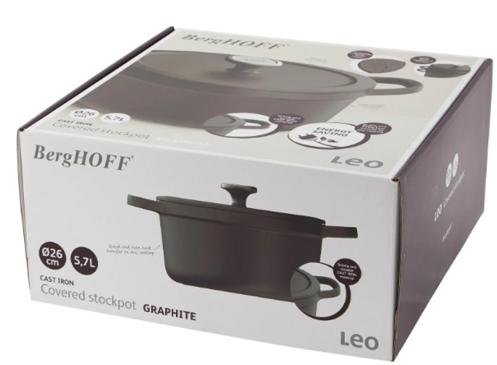 Чавунна каструля з кришкою BergHOFF Graphite 26 см 5.7 л (5413821364094) - зображення 4