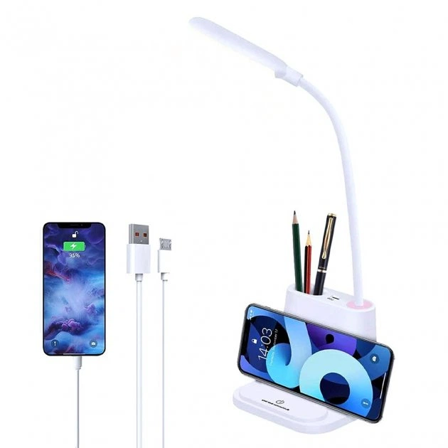 Розумна світлодіодна настільна лампа 3в1 з Power Bank біла - зображення 3