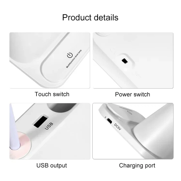 Розумна світлодіодна настільна лампа 3в1 з Power Bank біла - зображення 2