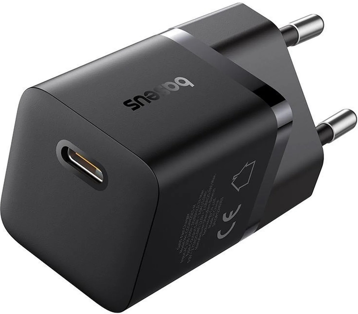 Зарядний пристрій Baseus GaN5 Fast Charger 1C 25W EU + Data Cable Type-C to Typ-C 100W Black (P10110909113-01) - зображення 4