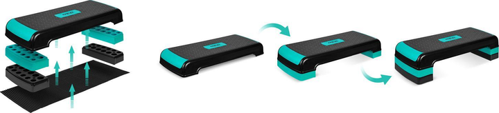 Степ платформа для тренувань Neo Sport 3 ступінчаста ns 402 бірюзова (5903890606091) - зображення 4