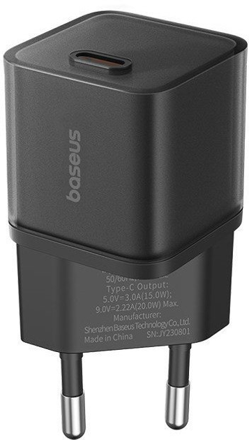 Ładowarka sieciowa Baseus GaN5S Fast Charger 1C 20W USB-C Black (P10162503113-00) - obraz 2