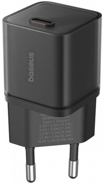 Ładowarka sieciowa Baseus GaN5S Fast Charger 1C 30W USB-C Black (P10162504113-00) - obraz 2