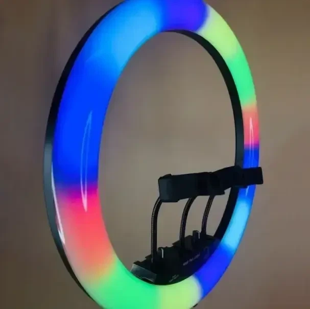 Кольцевая LED лампа RGB MJ18 45см 3 крепления + пульт и сумка, Лампа-кольцо для фото - изображение 5