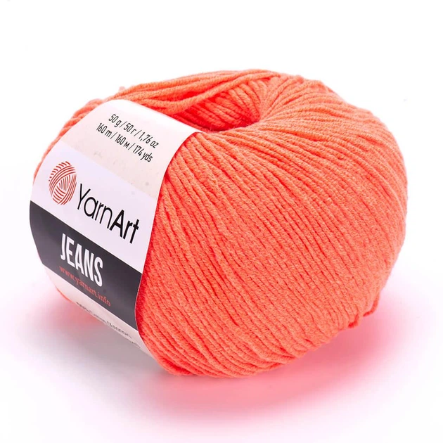Пряжа YarnArt Jeans Джинс №61 коралловый - Фото 1 Пряжа YarnArt Jeans Джинс №61 коралловый - изображение 1