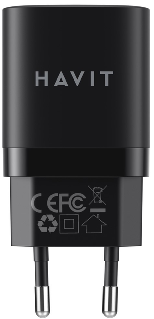 Ładowarka sieciowa Havit HV-UC30 GaN 30W USB+USB-C Black (6950676204377) - obraz 2