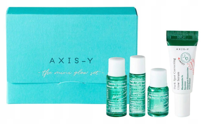 Zestaw do pielęgnacji twarzy Axis-Y Glow Quinoa One Step Balanced Żel do mycia twarzy Quinoa One Step Balanced 8 ml + Tonik do twarzy 5 ml + Ampułka do twarzy Artichoke Intensive Skin Barrier 5 ml + Serum do twarzy na przebarwienia 5 ml (8809634610058) - obraz 1