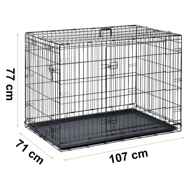 Klatka dla psa Pethaus rozmiar L 107 x 71 x 77 cm czarna PH-202 (5903890618797) - obraz 4