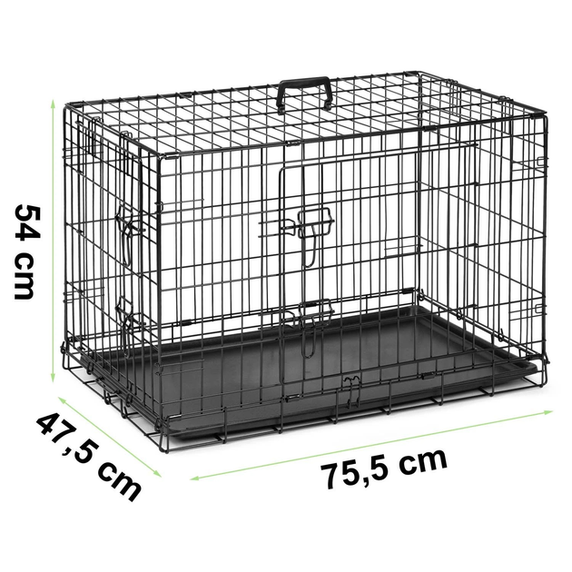 Klatka dla psa Pethaus rozmiar S 75.5 x 47.5 x 54 cm czarna PH-200 (5903890618773) - obraz 5