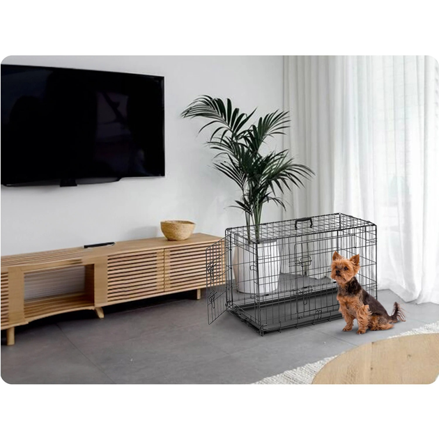 Klatka dla psa Pethaus rozmiar S 75.5 x 47.5 x 54 cm czarna PH-200 (5903890618773) - obraz 8