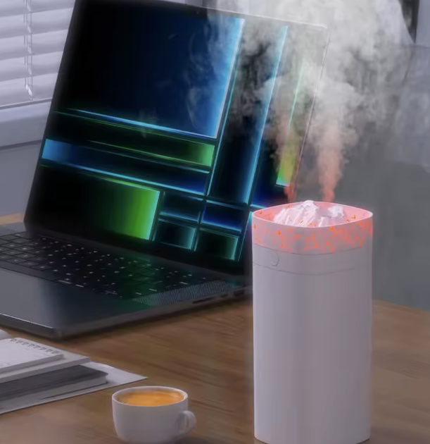 Увлажнитель воздуха с имитацией пламени, USB, аромалампа, компактный, белого цвета. - Фото 7 Увлажнитель воздуха с имитацией пламени, USB, аромалампа, компактный, белого цвета. - изображение 7