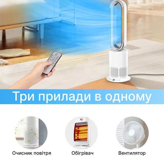 Вентилятор с hepa-фильтром 3-в-1 Doctor101 Locco PRO. Очиститель + Вентилятор охладитель без лопастей + Обогреватель с пультом ДУ - Фото 2 Вентилятор с hepa-фильтром 3-в-1 Doctor101 Locco PRO. Очиститель + Вентилятор охладитель без лопастей + Обогреватель с пультом ДУ - изображение 2