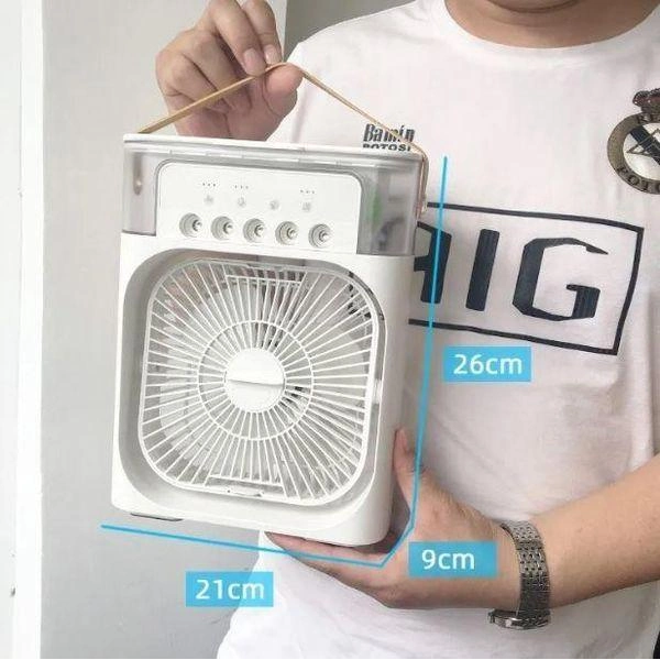 Портативный вентилятор с водяным охлаждением Air Cooler Fan 4в1 Ночник увлажнитель c LED подсветкой USB Синий - изображение 3