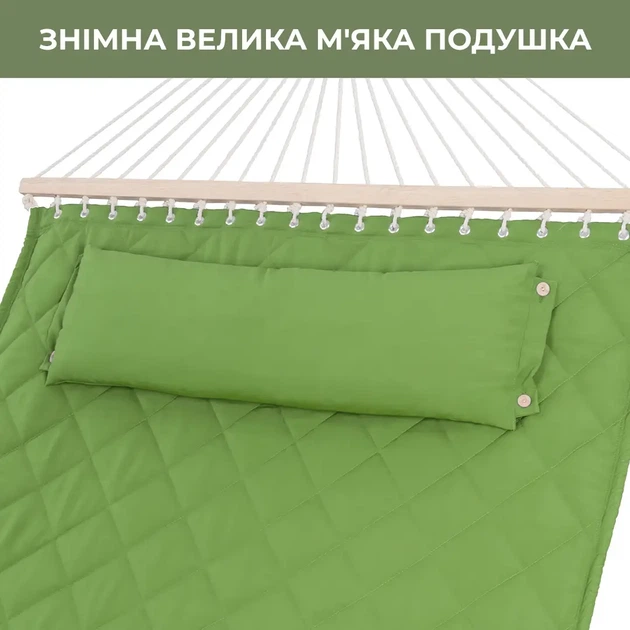 Гамак двомісний з планками WCG SOFT XXL 200 x 140 см - зелений - изображение 6