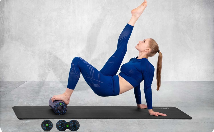 Zestaw Neo Sport roller do cwiczen pilka podwojna pilka do masazu ns 998 czarno-niebieski (5903890620615) - obraz 4