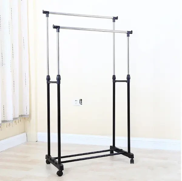 Вешалка стойка для одежды напольная двойная телескопическая Double-Pole Clothes-Black horse - изображение 4