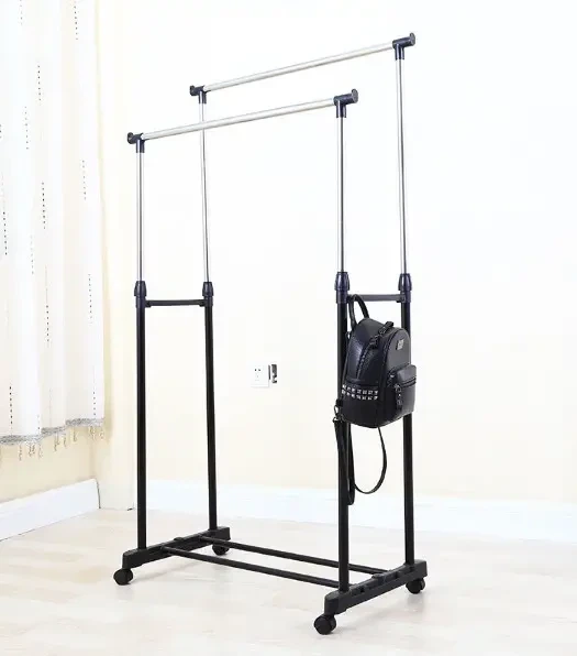 Вешалка стойка для одежды напольная двойная телескопическая Double-Pole Clothes-Black horse - изображение 5