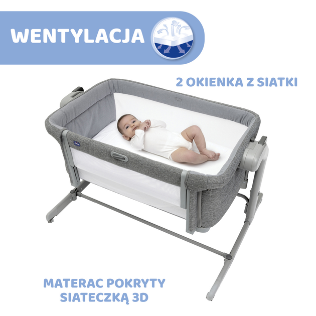 Łóżeczko dziecięce dostawne Chicco Next2Me Magic Evo Grey Mist (8058664167746) - obraz 6