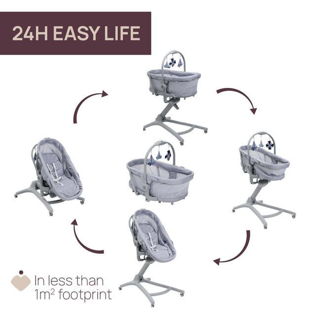 Дитяче ліжечко багатофункціональне Chicco Baby Hug Pro 5 в 1 Сіре (8058664173259) - зображення 6