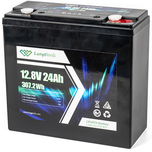 Батарея LiFePo4 Longttech LiFePO4 12.8V - 24Ah (LAR1224-LT20-R32) - изображение 2