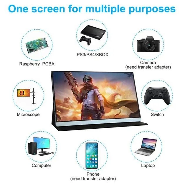 Портативний сенсорний монітор Sibolan 14" FullHD IPS Touchscreen з магнітним чохлом - изображение 6