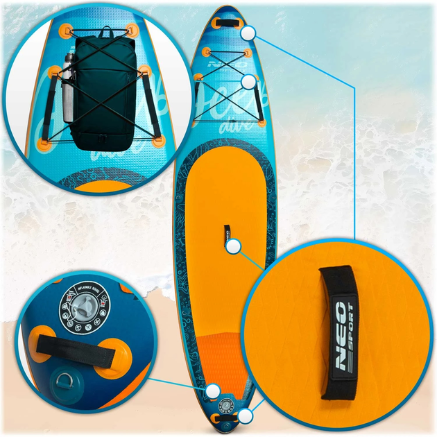 Надувна SUP дошка Neo Sport 320 x 84 x 15 см з веслом, насосом і сумкою для зберігання 170204 (5903890626938) - зображення 5