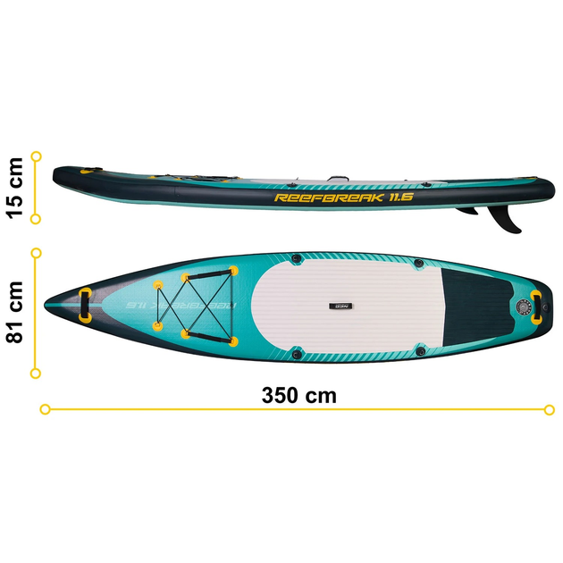 Надувна SUP дошка Neo Sport Reefbreak 350 x 81 x 15 см з веслом, насосом і сумкою для зберігання 170303 (5903890626976) - зображення 6