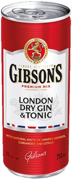 Слабоалкогольный напиток Gibson's London Dry Gin & Tonic 5% 0.25 л (3147692359997) - изображение 1