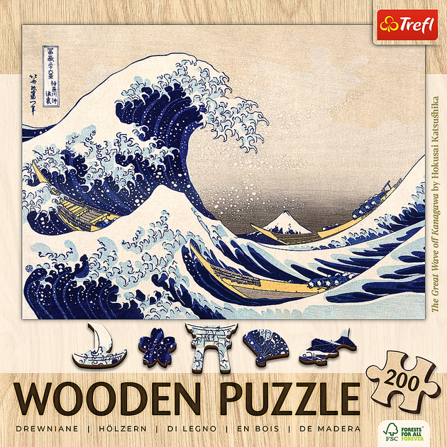 Пазл Trefl Wooden Большая волна у Канагавы 200 элементов (5900511202502) - Фото 4 Пазл Trefl Wooden Большая волна у Канагавы 200 элементов (5900511202502) - изображение 4