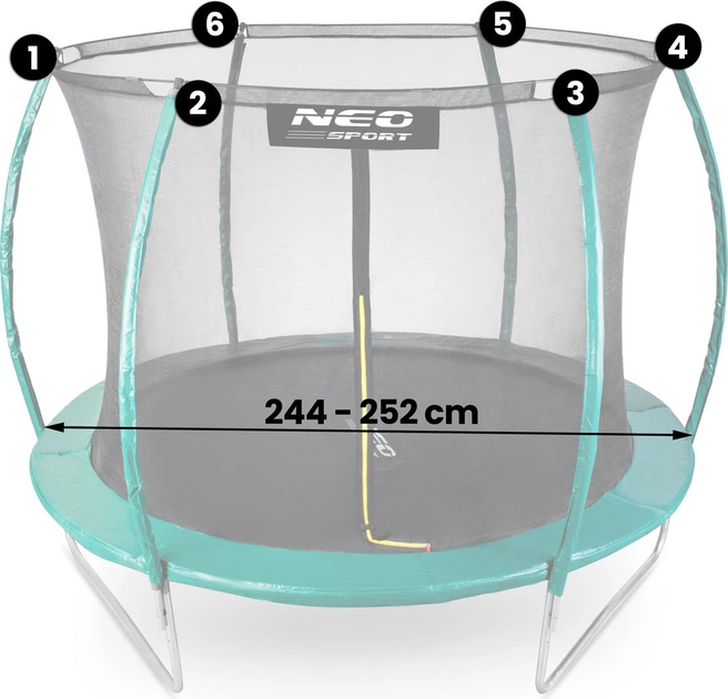 Wewnętrzna siatka do trampoliny Neo Sport 252 cm (5902854517336) - obraz 2