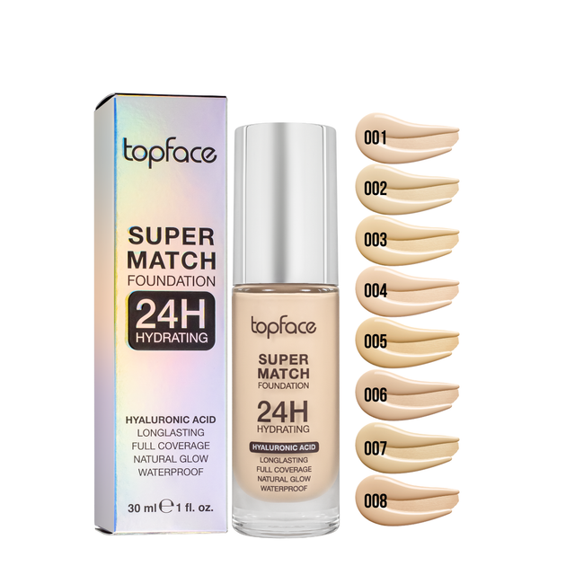 Тональний крем topface Super Match 24H Foundation водостійкий PT475 , 002 Light Beige/Світлий бежевий - зображення 7