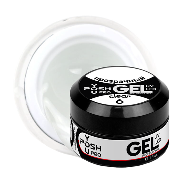 Гель для нарощування нігтів YouPOSH UV Gel/LED однофазний 50 мл № 6 Прозорий/Clear - Фото 7 Гель для нарощування нігтів YouPOSH UV Gel/LED однофазний 50 мл № 6 Прозорий/Clear - зображення 7
