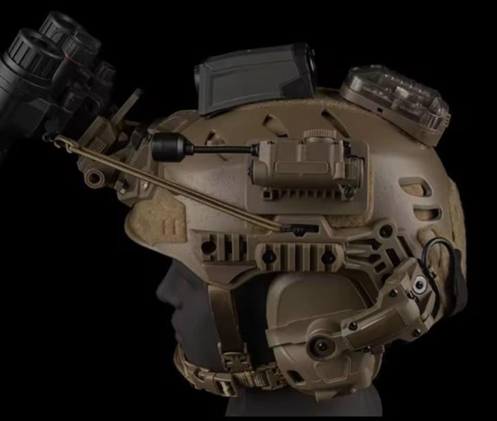 Тактичний армійський Ліхтарик на шолом Sidewinder Stalk із кріпленням на каску + акумуляторна батарея CR123A койот - зображення 12
