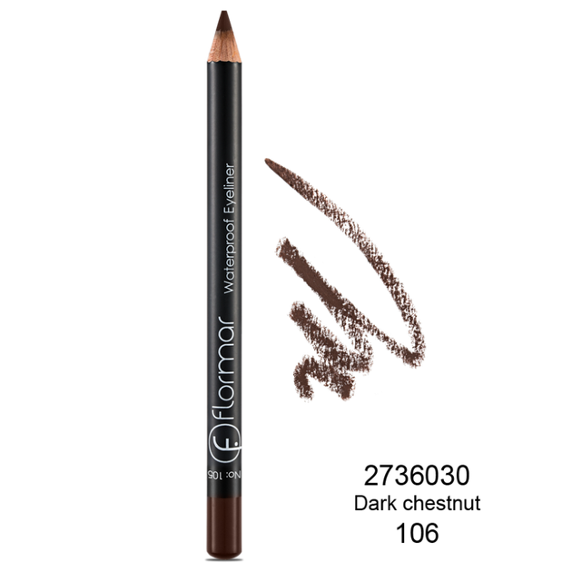 Водостойкий карандаш для глаз Flormar Waterproof Eyeliner, №106 Dark Chestnut, 1,14 г - изображение 3