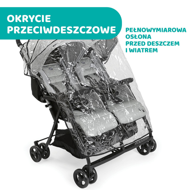 Прогулянкова коляска двомісна для близнюків Chicco OHlala Twin Black Night Чорна (8058664125456) - зображення 11