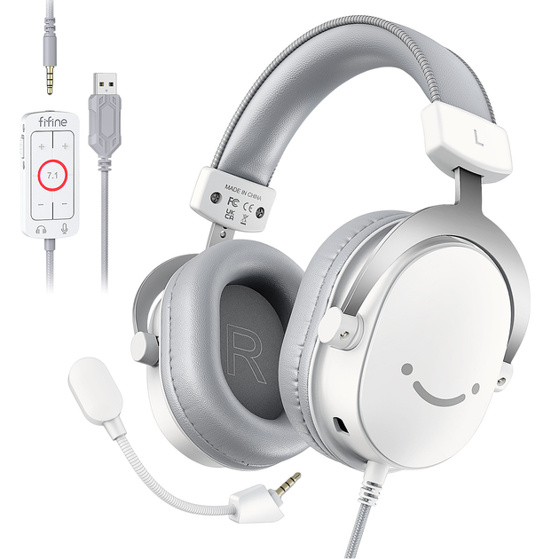 Słuchawki Fifine H9W AmpliGame RGB 7.1 White (4820216972603) - obraz 3
