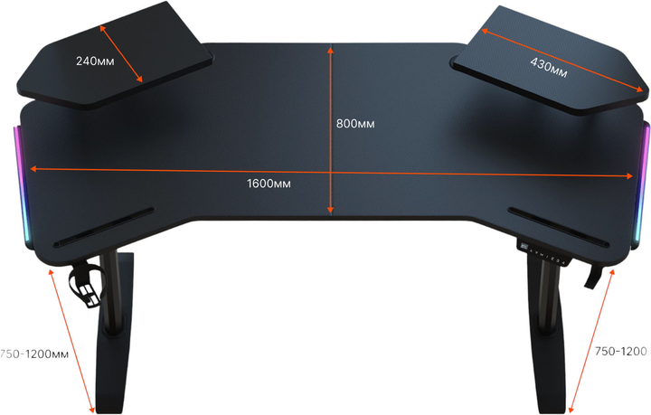 Biurko komputerowe Anda Seat Shadow Warrior Black (AD-D-DD1-1600L-02-B) - obraz 14