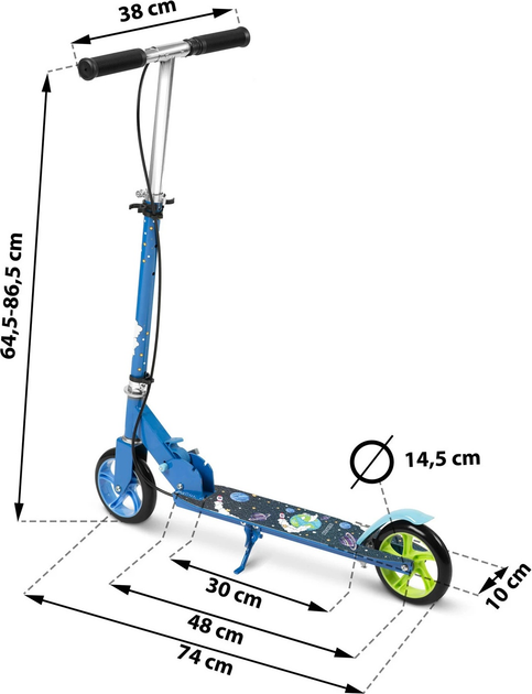 Hulajnoga dziecięca RICOKIDS Kodi Kosmos 765600 Blue (5903890619671) - obraz 8