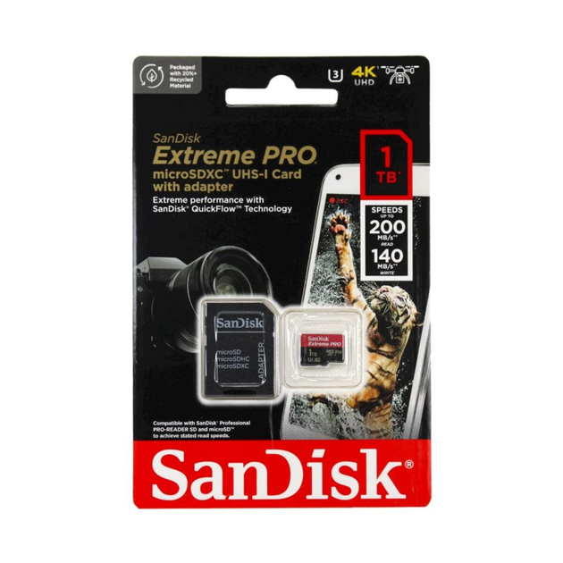 Карта пам'яті microSDXC (UHS-1 U3) SanDisk Extreme Pro A2 1TB class 10 V30 (R200MB/s,W140MB/s) (adapter) (SDSQXCD-1T00-GN6MA) - изображение 2