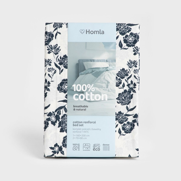 Komplet pościeli Homla Floral Hamptons King Size Poszewka na pościel 220 x 200 cm + 2 poszewki na poduszki 70 x 80 cm bawełniany (5906496730412) - obraz 6
