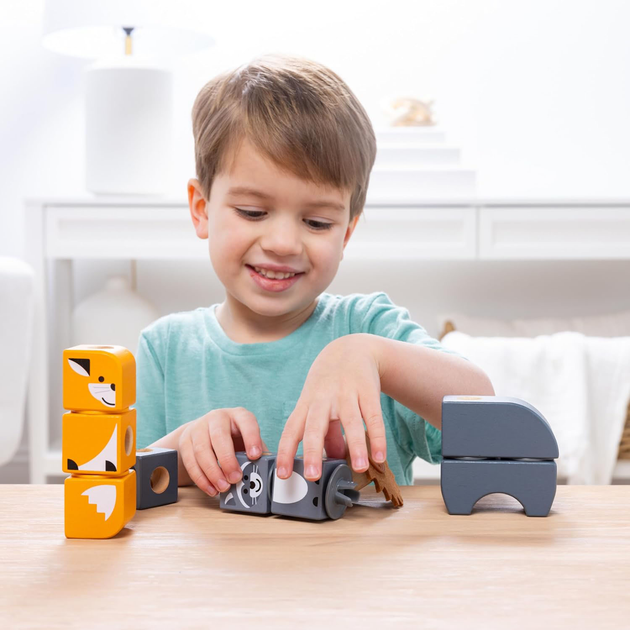 Набір дерев'яних кубиків Melissa & Doug Тварини 16 елементів (681147005464) - зображення 9