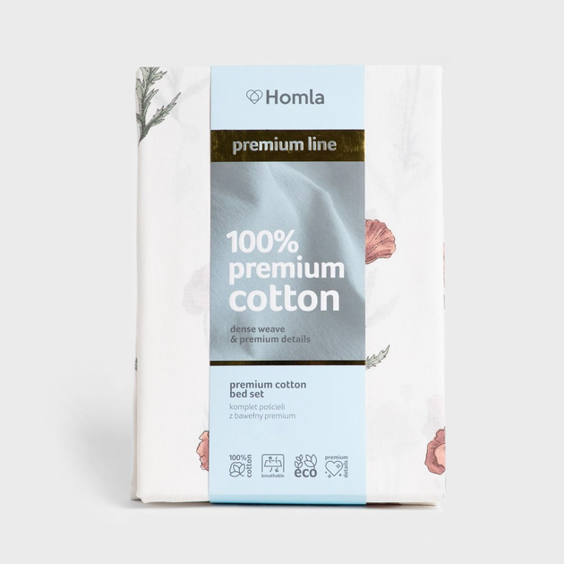 Комплект постільної білизни Homla Meadow Flowers односпальний Підковдра 140 x 200 см + 1 наволочка 50 x 60 см бавовняний у маки з червоним кантом (5906496724862) - зображення 4