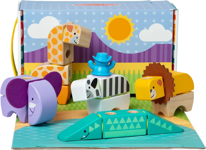 Zestaw drewnianych klocków Melissa & Doug Zwierzątka Safari 34 elementy (681147005549) - obraz 2