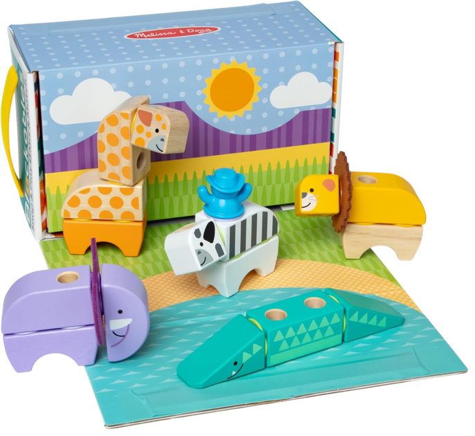 Zestaw drewnianych klocków Melissa & Doug Zwierzątka Safari 34 elementy (681147005549) - obraz 3