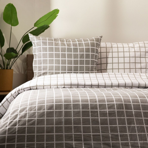 Комплект постільної білизни Homla Reyes King Size Підковдра 220 x 200 см + 2 наволочки 70 x 80 см бавовняний двосторонній Сіро-білий (5906496730283) - зображення 1