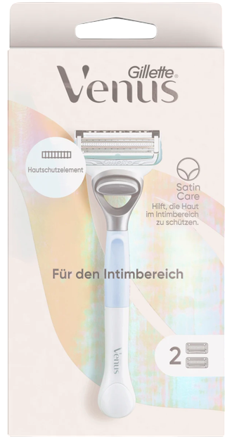 Бритвенный станок Gillette Venus Satin Care для ухода за зоной бикини с 2 сменными кассетами - Фото 1 Бритвенный станок Gillette Venus Satin Care для ухода за зоной бикини с 2 сменными кассетами - изображение 1